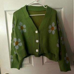 green daisy cardigan